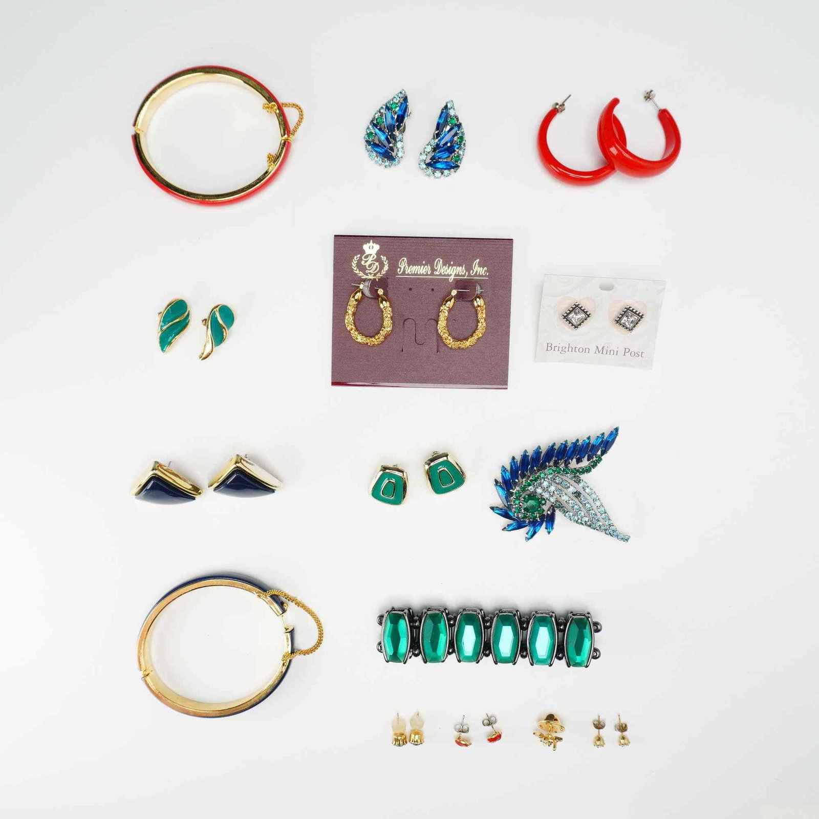 15pc Custom Jewelry Assortment including Earrings, Brooch, Pin, and Bracelets (1 of 3)