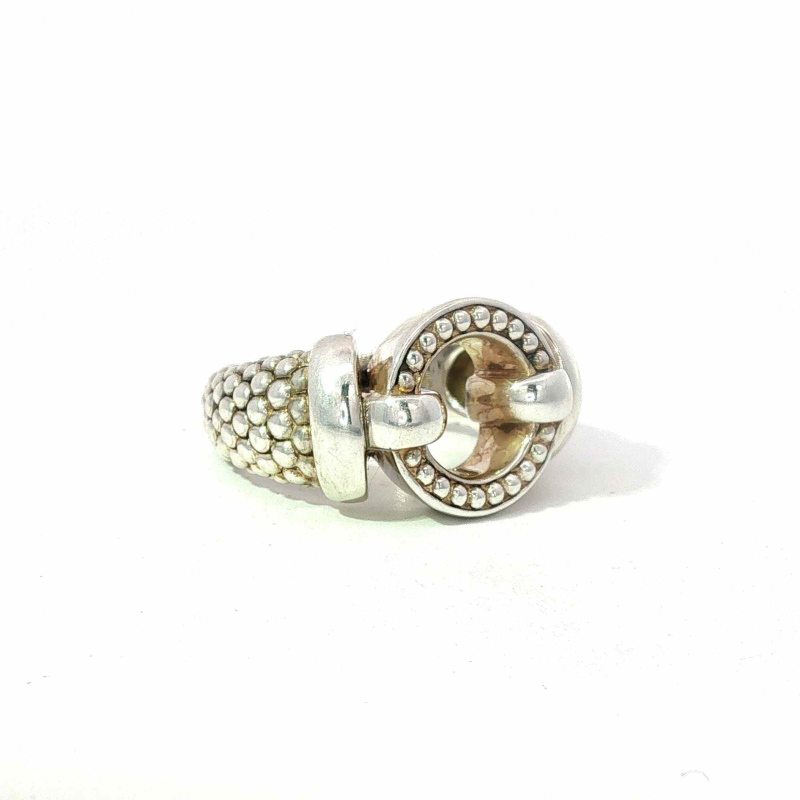 Lagos Sterling Silver Caviar Beaded Interlocking Circle Ring (1 of 6)