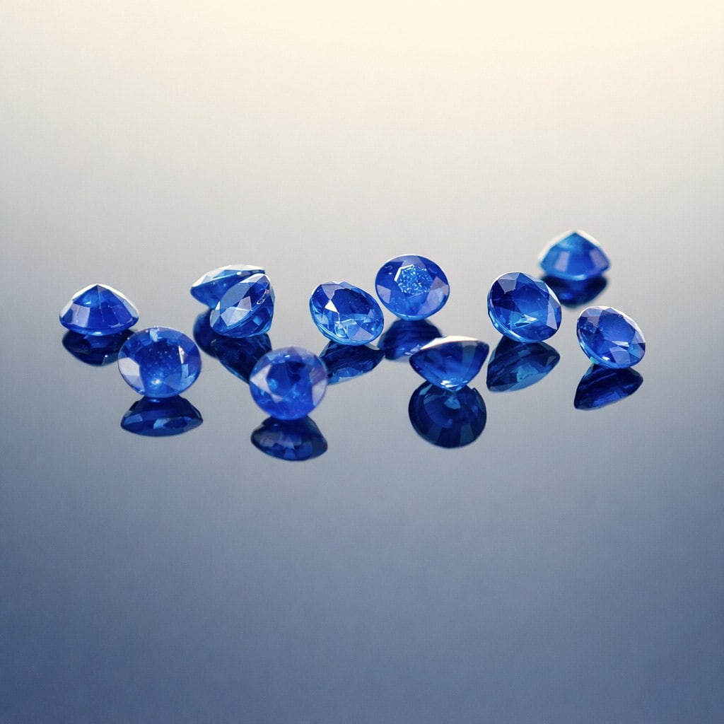 11pc Loose Round Natural Sapphires, 5.94 ctw: A group of eleven loose, natural round-cut sapphires, each weighing approximately 0.54 carats, with a total combined weight of 5.94 carats. Measurement is for each stone. Dimensions: 4.7 mm in