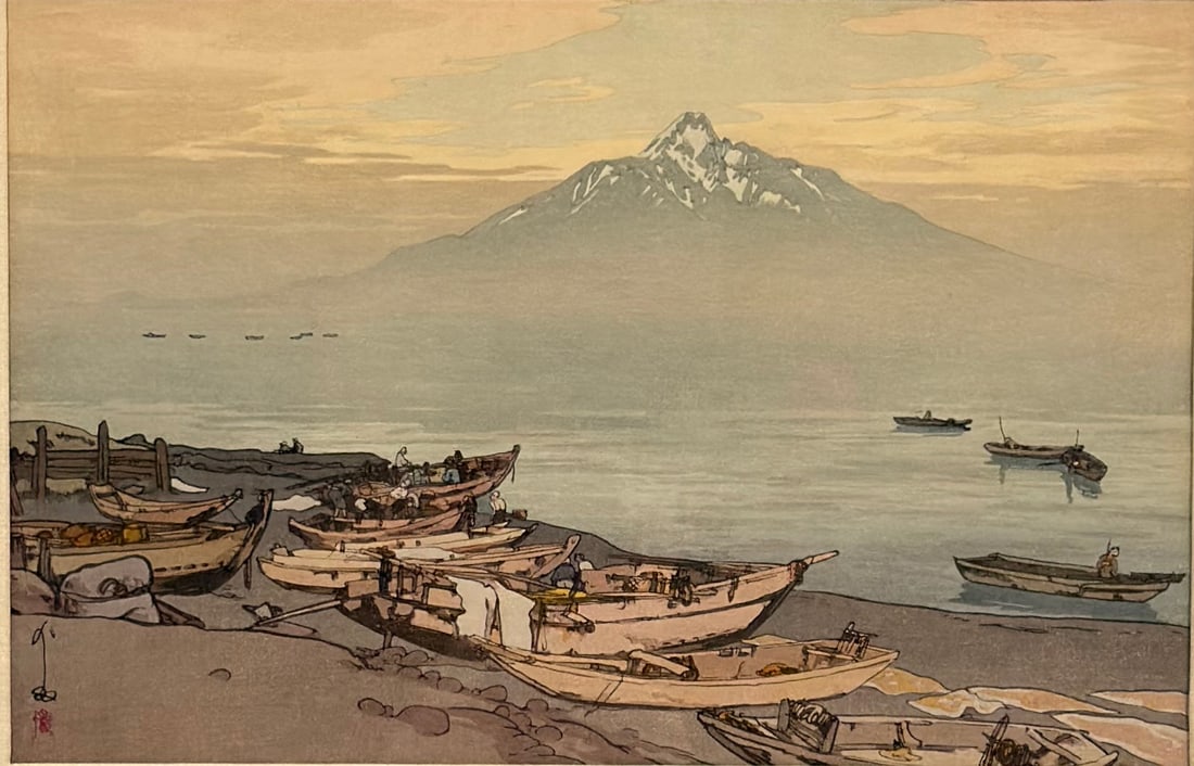 Hiroshi Yoshida (Japanese, 1876-1950) Woodblock Print, Peaceful Riishiri (1 of 5)