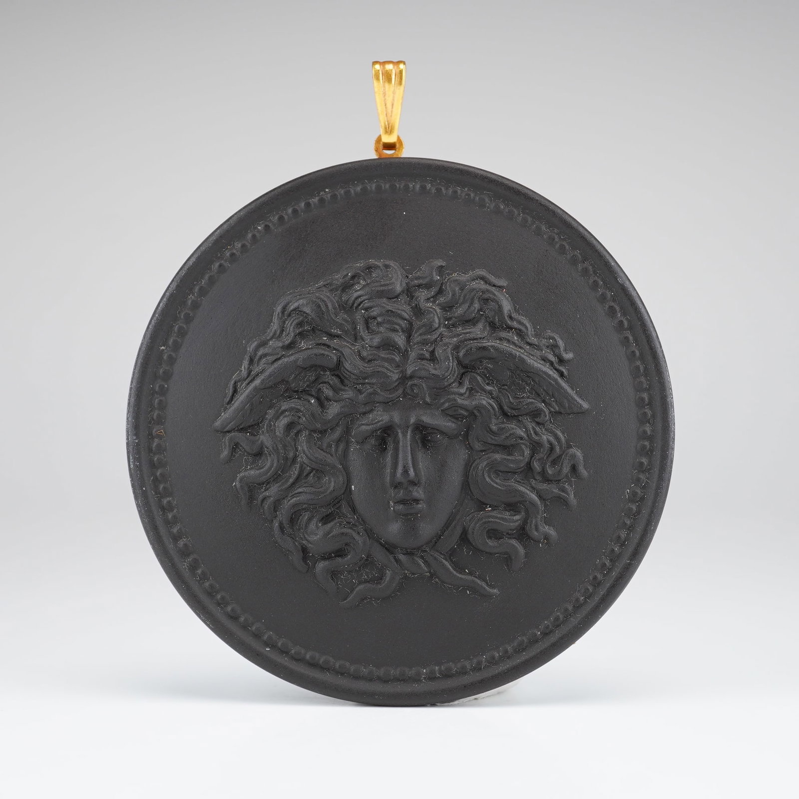 Wedgwood Black Basalt Medusa Head Jasperware Pendant (1 of 4)
