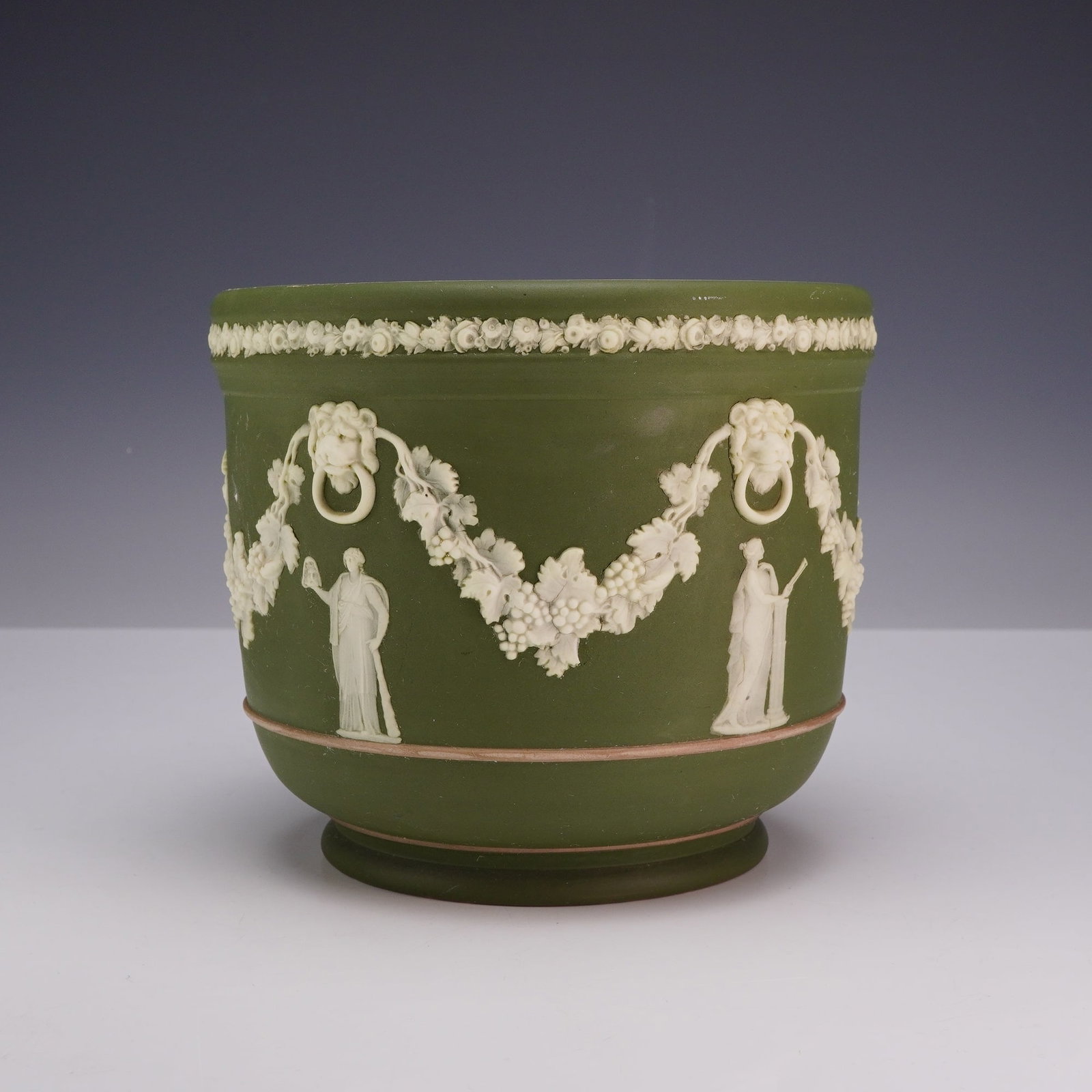 Wedgwood Sage Green Jasperware Cachepot (1 of 3)