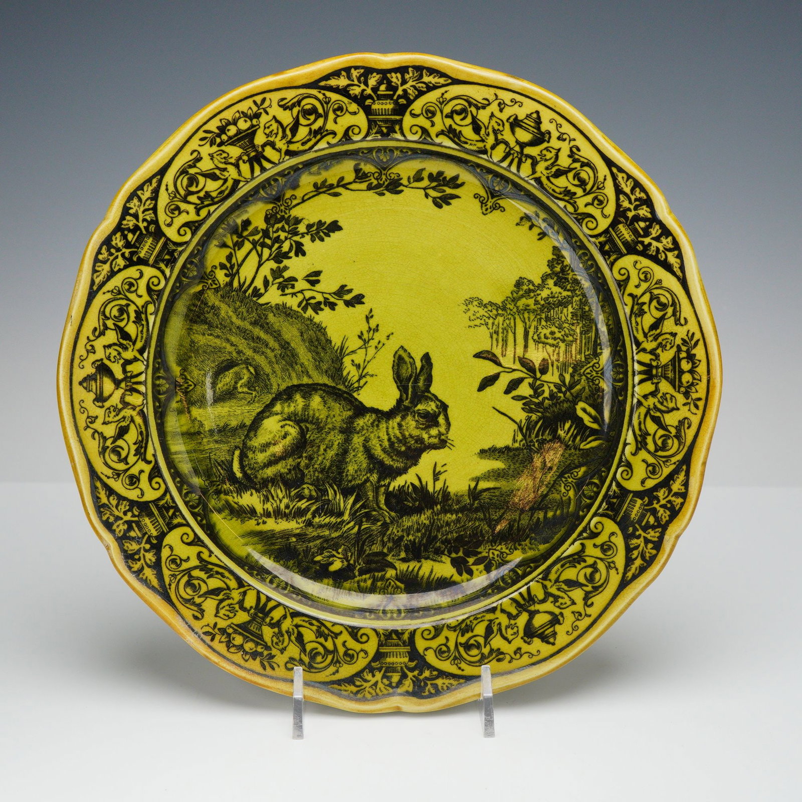 Wedgwood Black Transfer-Printed Earthenware Rabbit Plate (1 of 3)