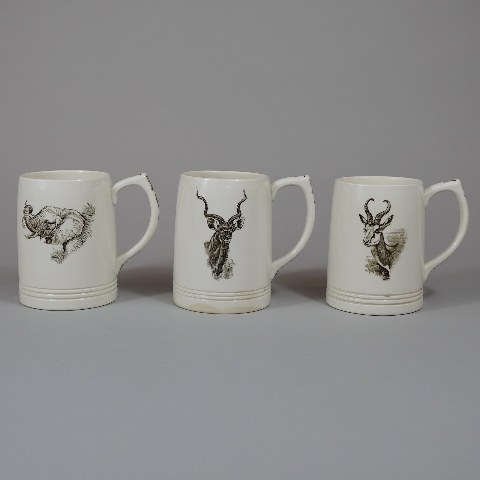 3pc Wedgwood Union National Parks South Africa Creamware Tankards (1 of 3)