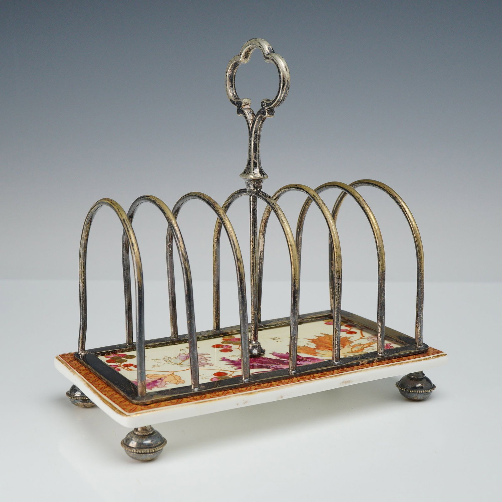Wedgwood Silver-Plated and Bone China Autumn Leaves Toast Rack, circa 1892 (1 of 3)