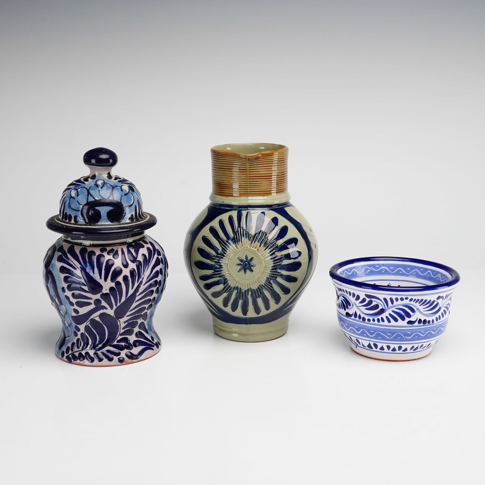 3pc Wedgwood and Baja Pueblo Mexican Pottery Jars (1 of 5)