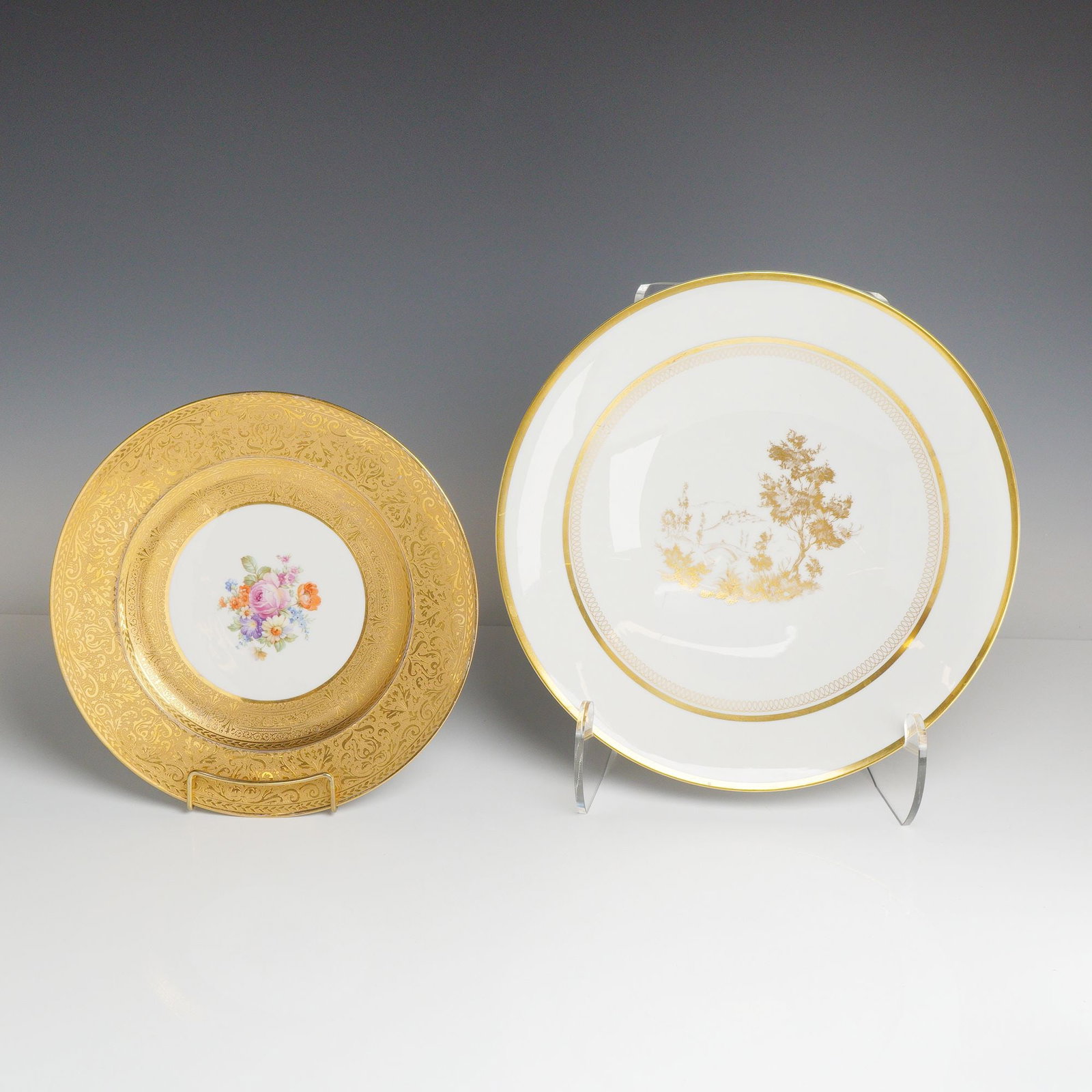 2pc Royal Bavarian Hutschenreuther Selb Bavaria Gilded Porcelain Dishes (1 of 4)