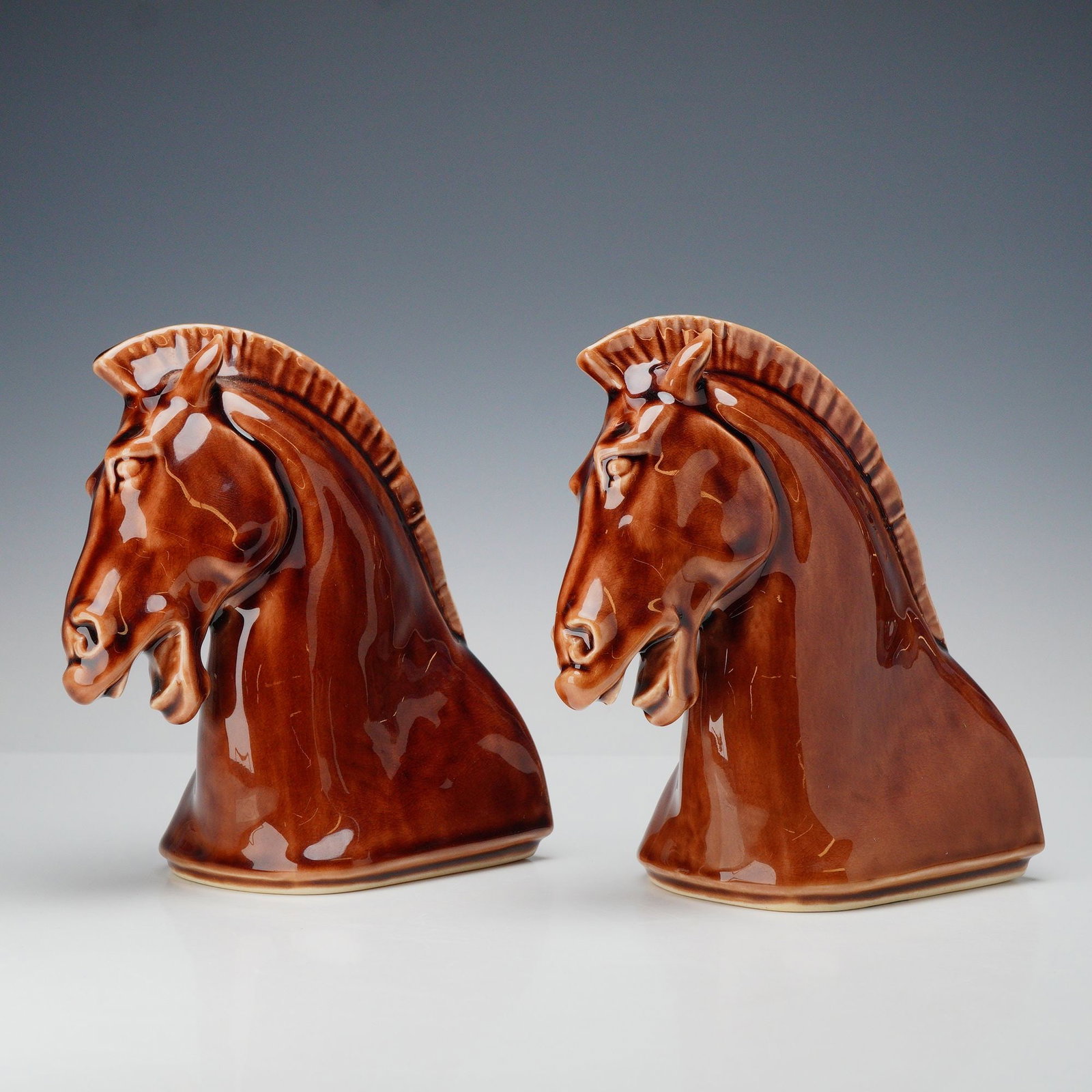 Pair of Rookwood Pottery Horse Head Bookends (1 of 3)