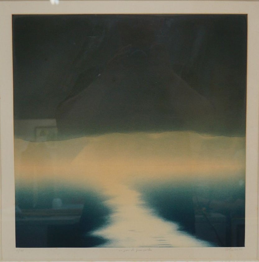 Jean Solombre (French, 1948 - 2005), Etching with Aquatint on Paper, Un Jour de Fiancailles (A Day: Elegant etching with aquatint on paper titled Un Jour de Fian?ailles by French artist Jean Solombre (1948??"2005). Known for his romantic and evocative figurative compositions, Solombre's work often