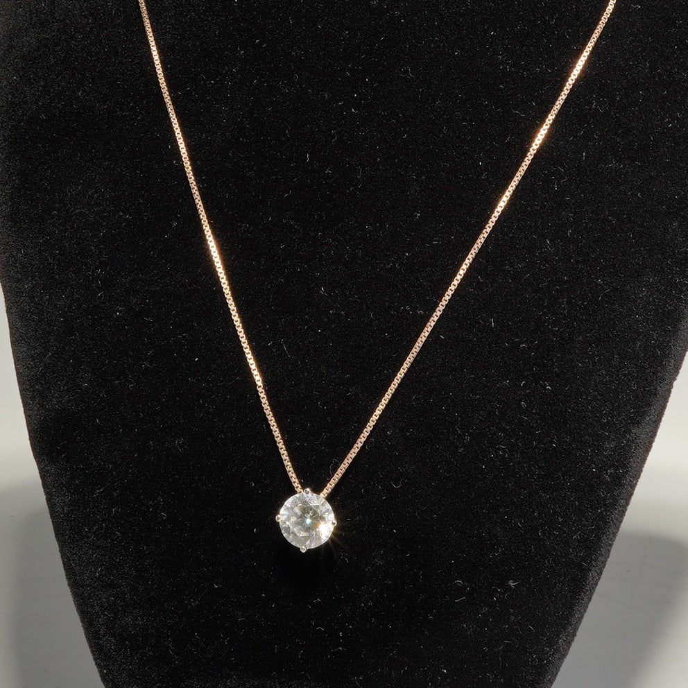 Sterling Silver Round Brilliant-Cut Stone Pendant Necklace (1 of 4)