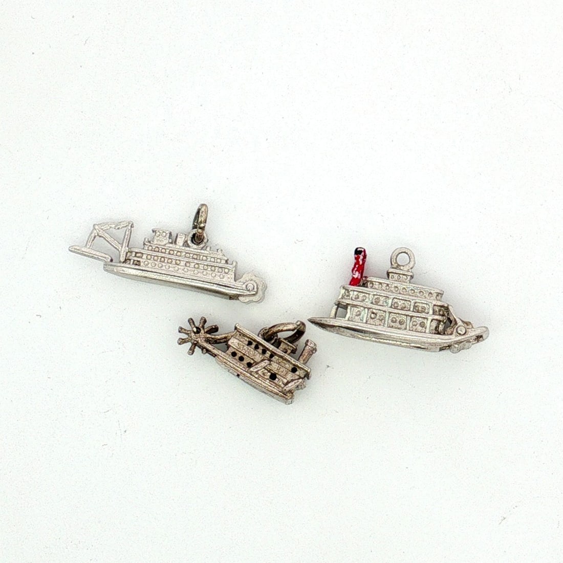 3pc Sterling and Non-Sterling Silver Miniature Boat Charms (1 of 5)