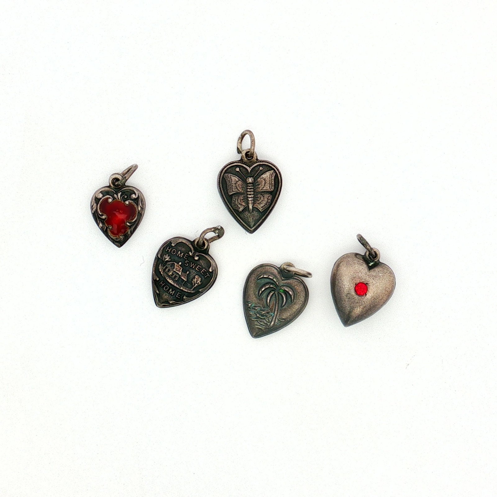 5pc Sterling Silver Heart Charms (1 of 3)