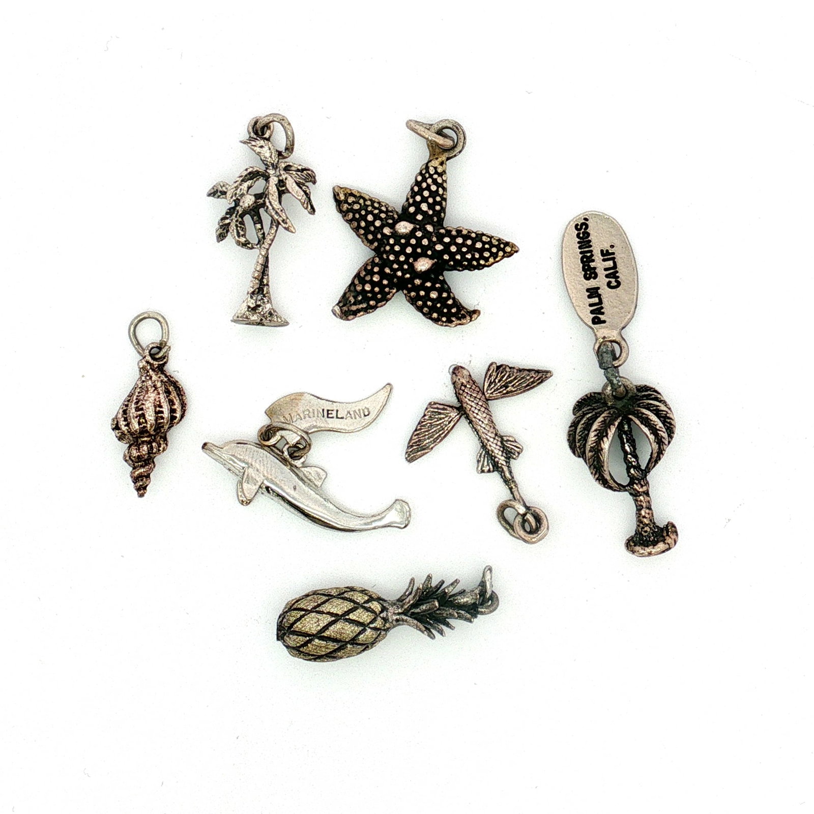 7pc Sterling and Non-Sterling Silver Tropical Charms (1 of 3)