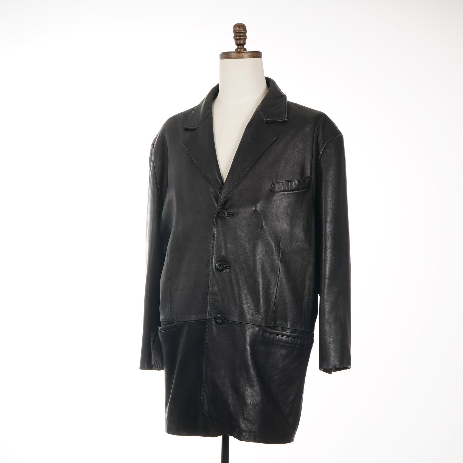Trek New York Men's Black Leather Three-Button Car Coat Size 3XL (1 of 4)