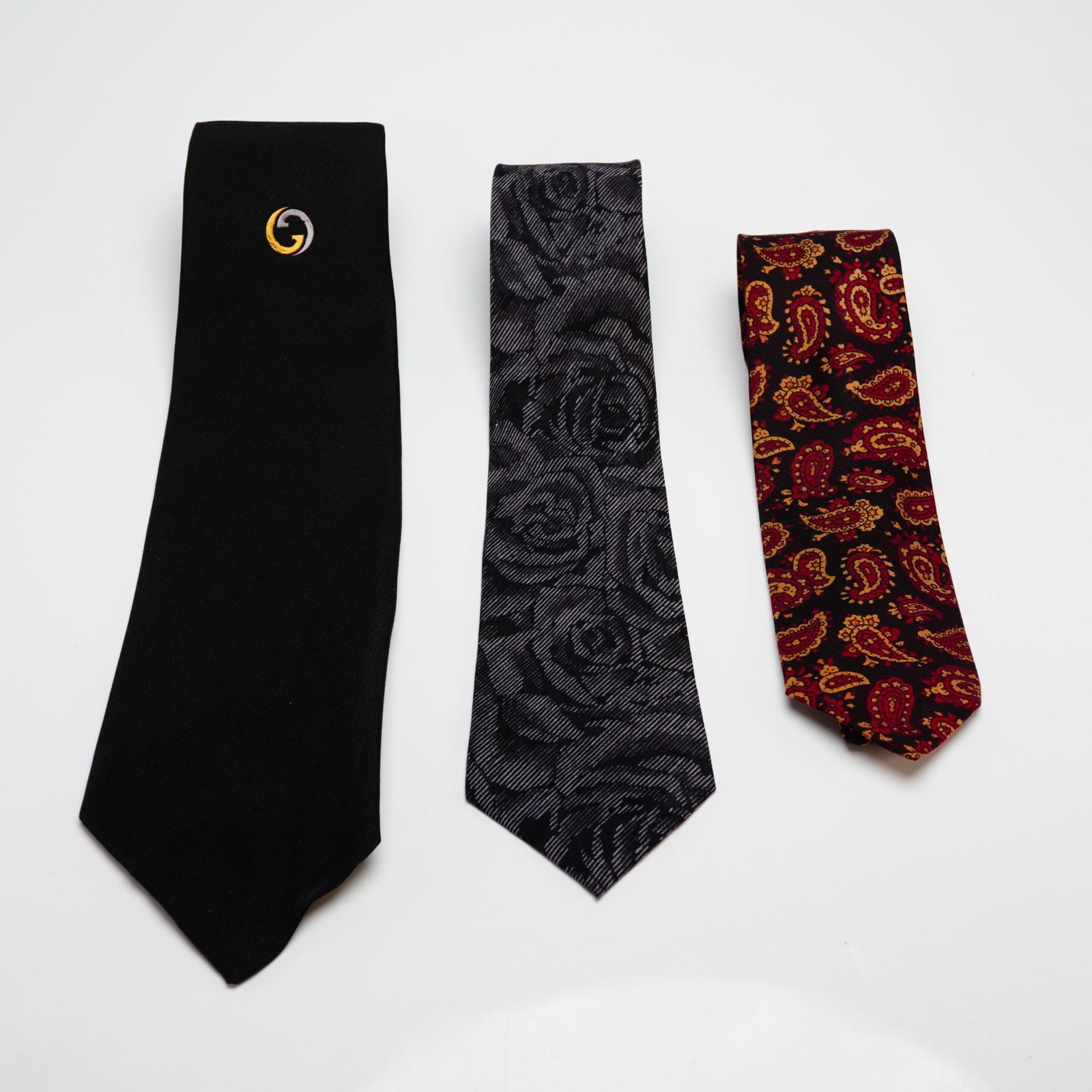 3pc Men's Silk Ties, Gucci Logo, Hanae Mori Rose, and Christian Dior Paisley (1 of 3)