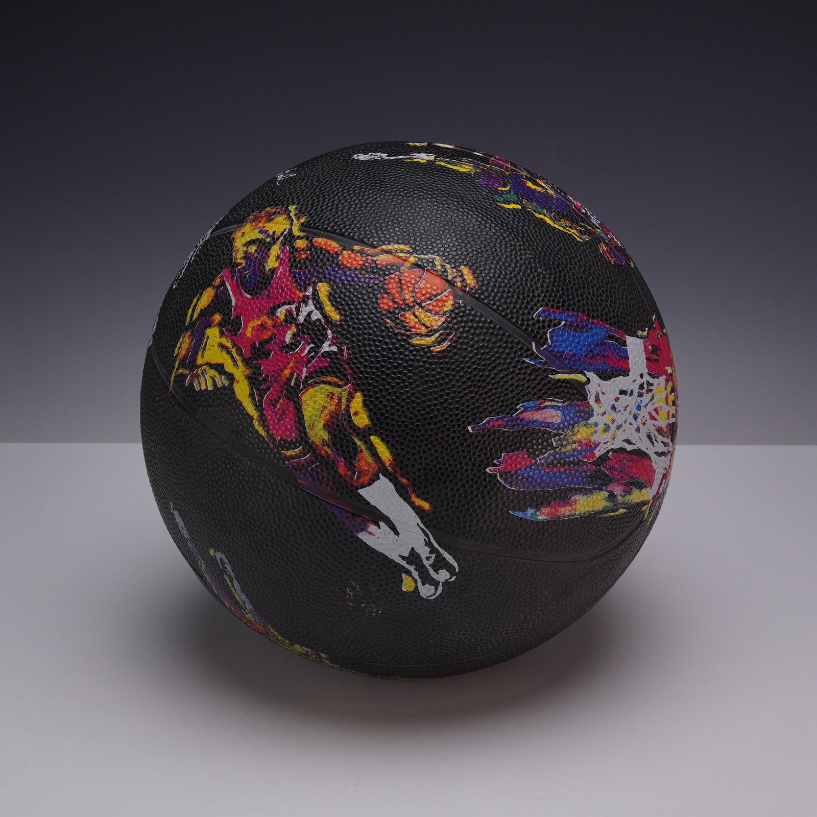 Vintage Rawlings Leroy Neiman NCAA 100 Years of Basketball: Commemorative vintage Rawlings basketball created to celebrate the 100th Anniversary of NCAA Basketball, featuring vibrant artwork by renowned American sports artist Leroy Neiman. This collectible bas