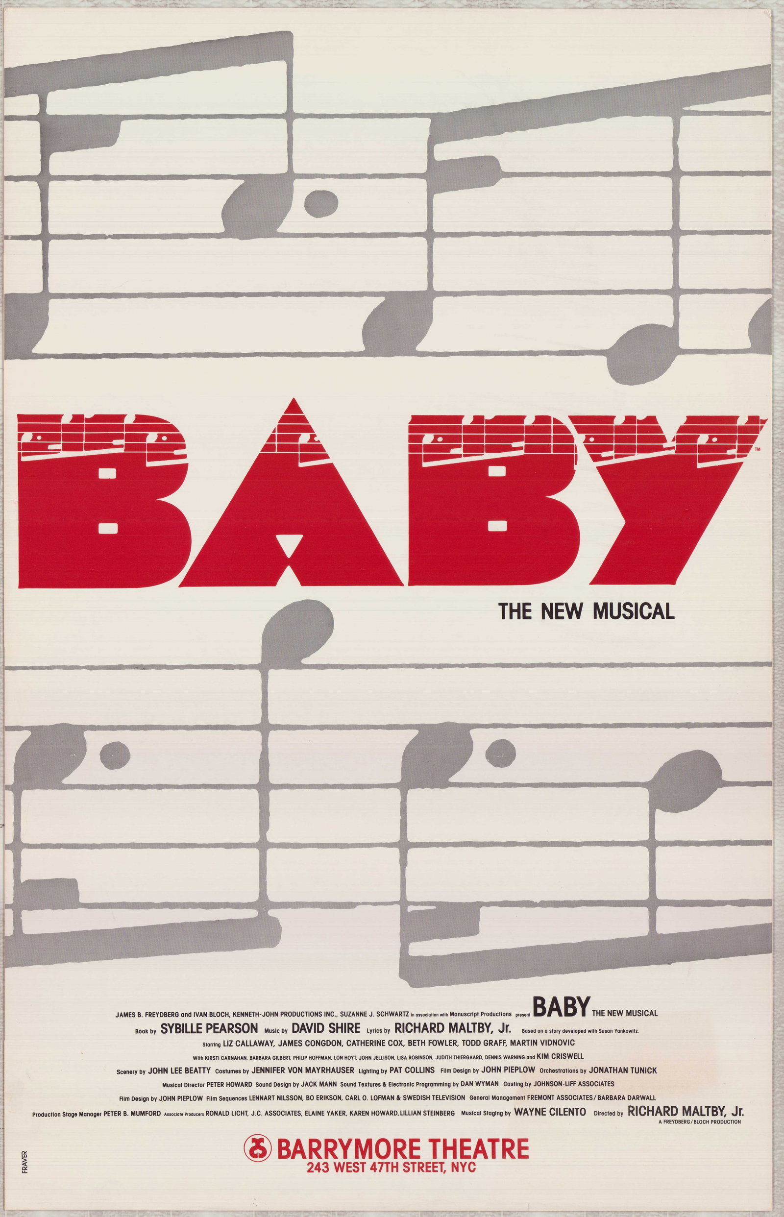 Baby: The New Musical by Frank Fraver Verlizzo, Original Theatre Production Poster, 1983 Broadway (1 of 1)