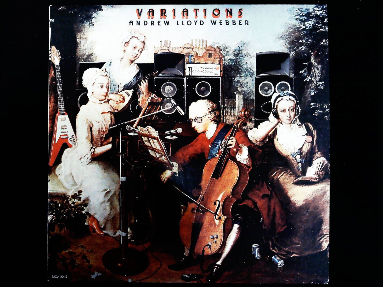 Andrew Lloyd Webber Variations LP MCA-3042: A single 12-inch black vinyl LP record, Andrew Lloyd Webber's 1978 album Variations, released on the MCA Records label with catalogue number MCA-3042. The album features performances by notable musici