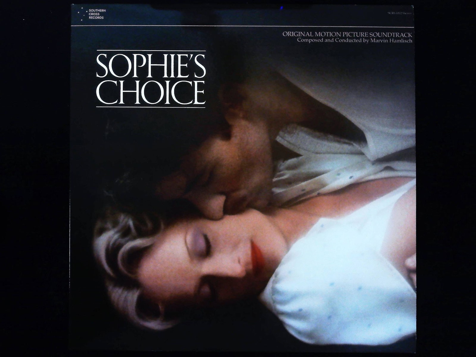 Sophie's Choice Original Motion Picture Soundtrack Vinyl LP Southern Cross Records SCRS 1002: This 33 RPM vinyl record features the original motion picture soundtrack for the 1982 film Sophie's Choice, composed and conducted by Marvin Hamlisch. The album was released by Southern Cross Records 