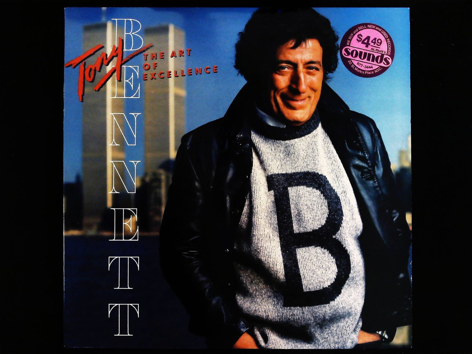 Tony Bennett The Art of Excellence 1986 Columbia LP Vinyl Record: A vintage vinyl LP record of Tony Bennett's 1986 album, The Art of Excellence, issued by Columbia Records under catalog number C 40344. The record is housed in its original printed cardboard jacket. T