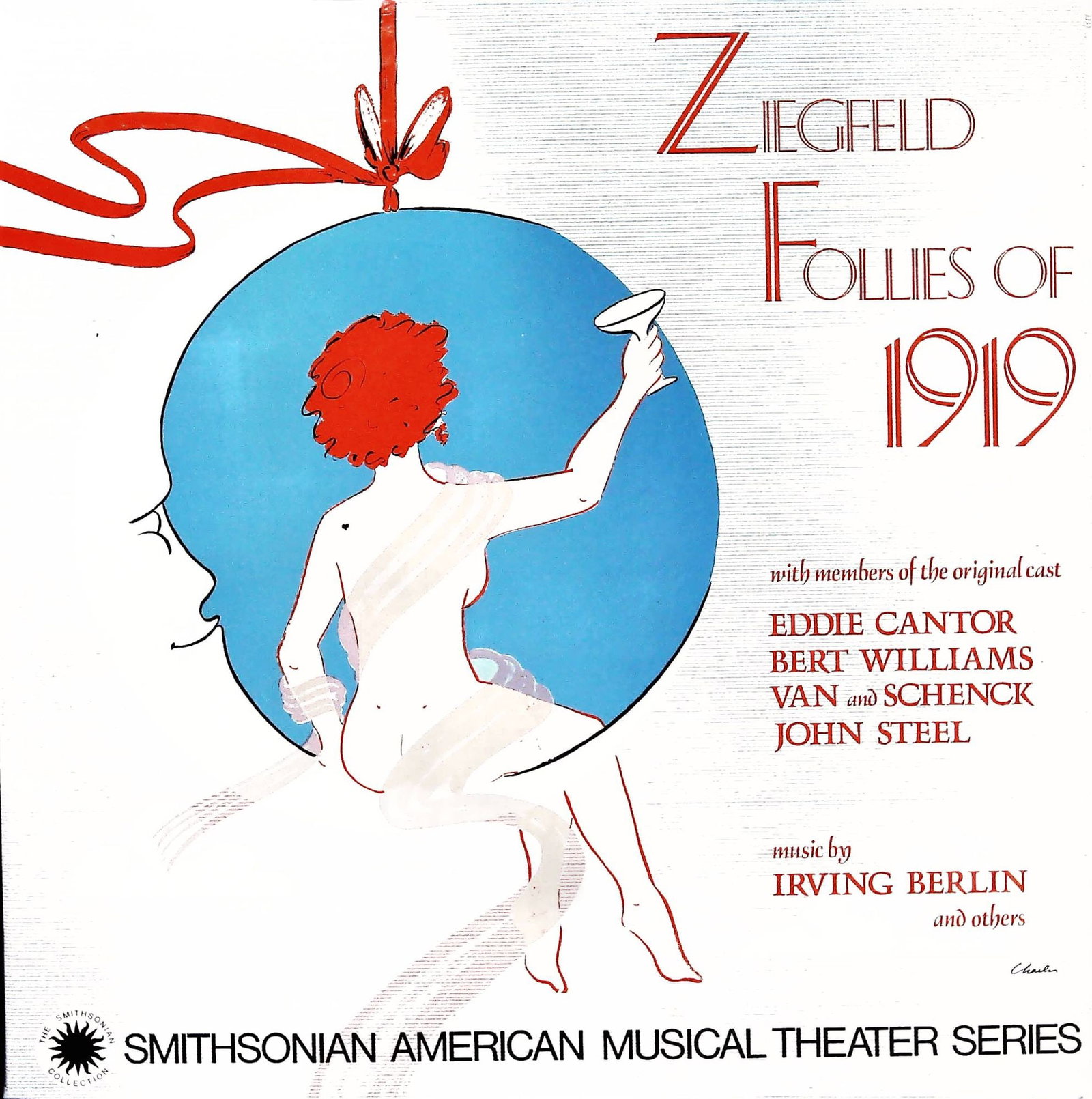Ziegfeld Follies of 1919 Archival Reissue 1977 CBS LP Record Album: A cardboard record album for the 1977 archival reconstruction and reissue of Ziegfeld Follies of 1919, produced by the Smithsonian American Musical Theater Series in conjunction with Columbia Special 