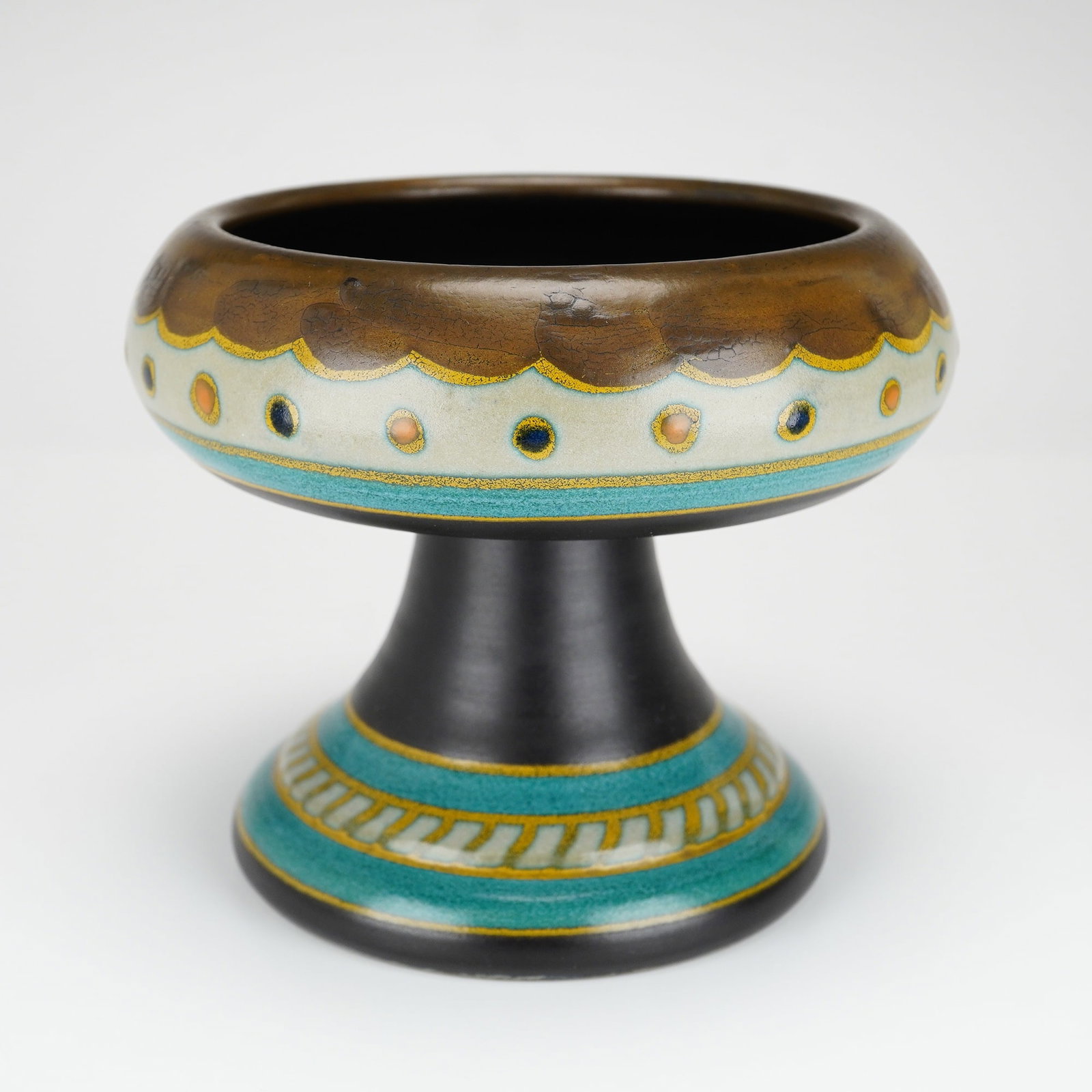 Dutch Gouda Art Deco Matte Glazed Earthenware Irene Compote (1 of 3)