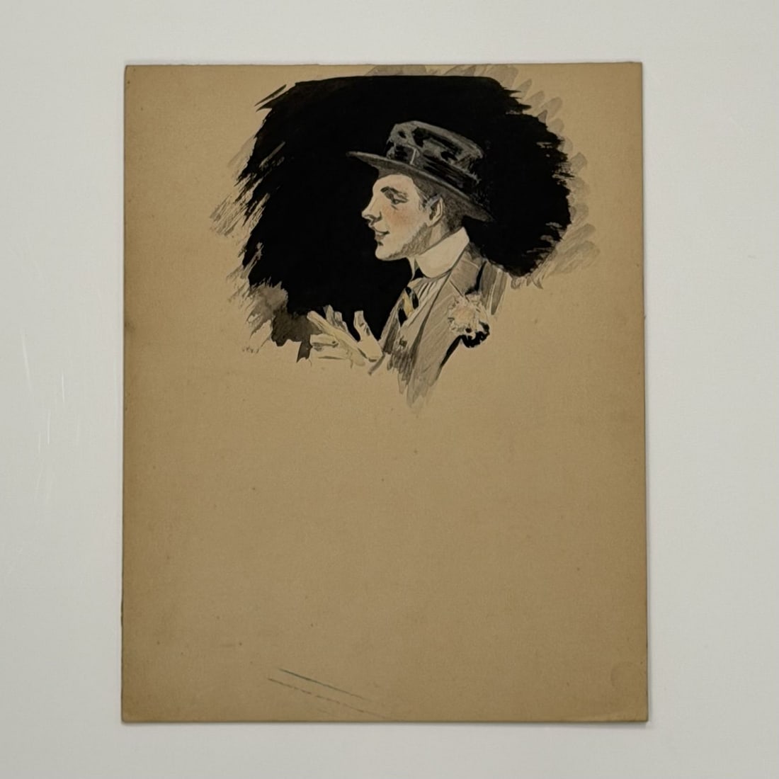 Angelo Comolli (Italian, 1863-1949), Double-Sided Gouache and Graphite Study, ca. 1912: This double-sided work on board is by the Italian artist Angelo Comolli and was created during his time at the Eric Pape School of Art in Boston, circa 1911-1913. The recto features a profile portrait