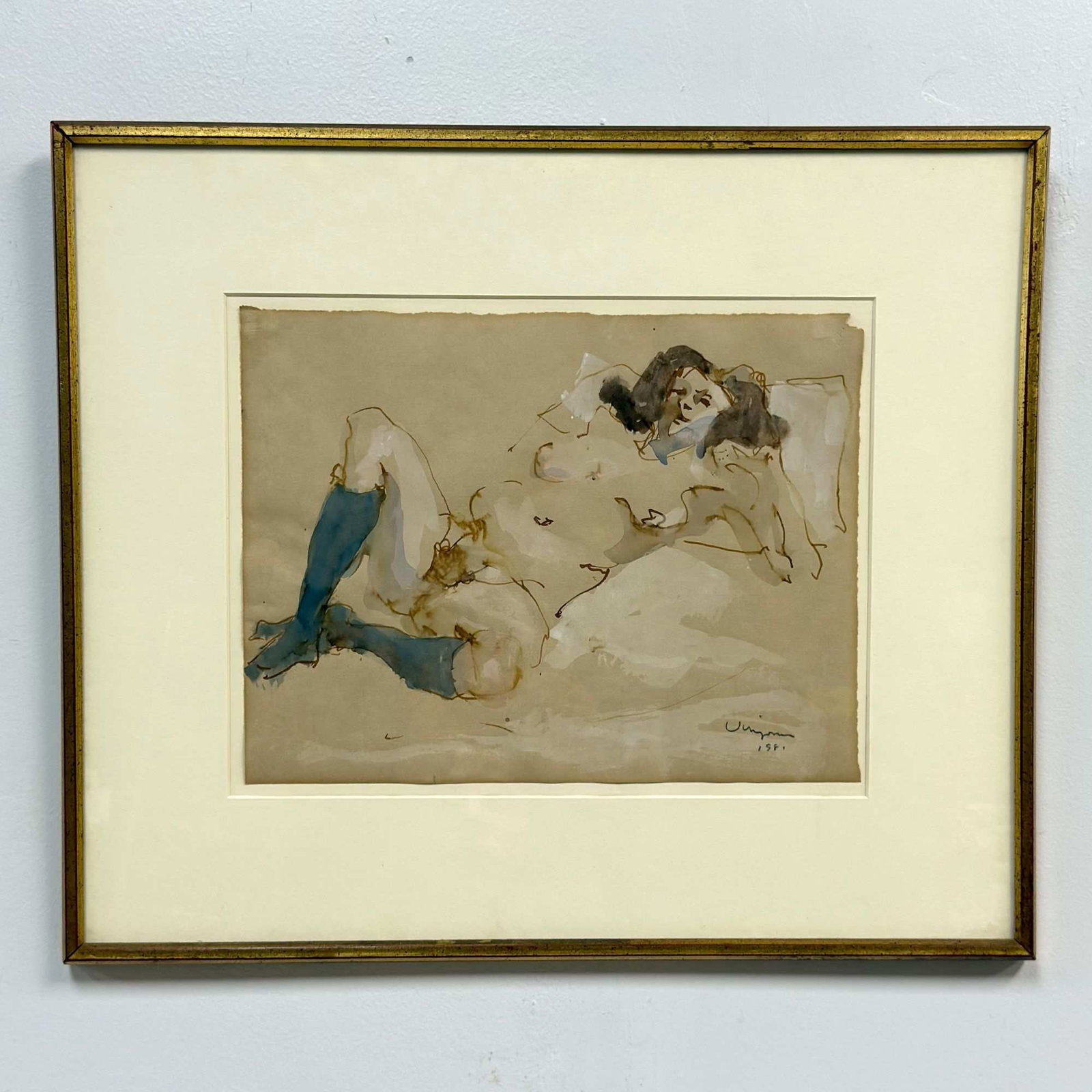 Hank Virgona (American, 1929-2019), Reclining Nude with Blue Stockings, 1981 (1 of 3)