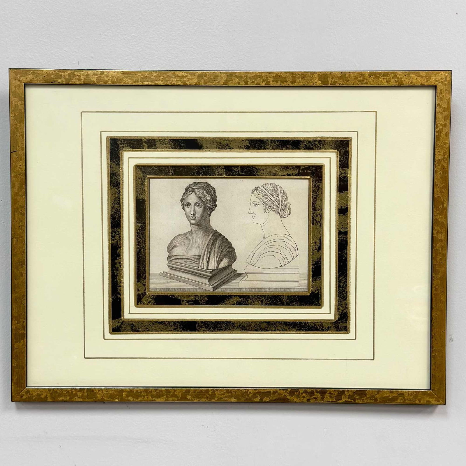 Nicola Fiorillo Neoclassical Engraving of the Bust of Sapho Plate 24: Nicola Fiorillo (Italian, active 18th century). This neoclassical intaglio copperplate engraving on paper depicts the Bust of Sapho (Sappho) and is sourced from the series Antiquities of Herculaneum. 