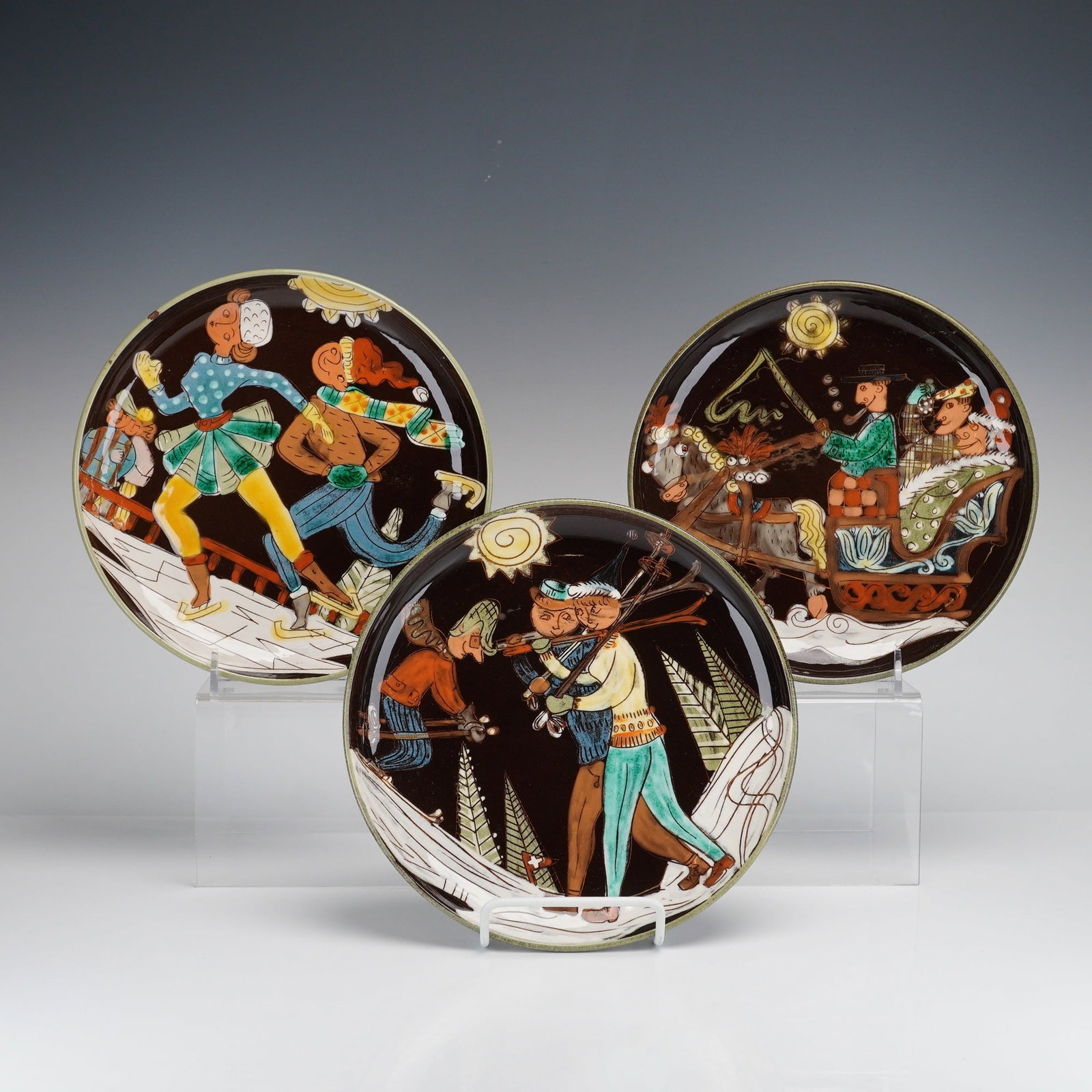 Arnold Zahner Rheinfelden Winter Folk Art Decorative Wall Plates (1 of 4)
