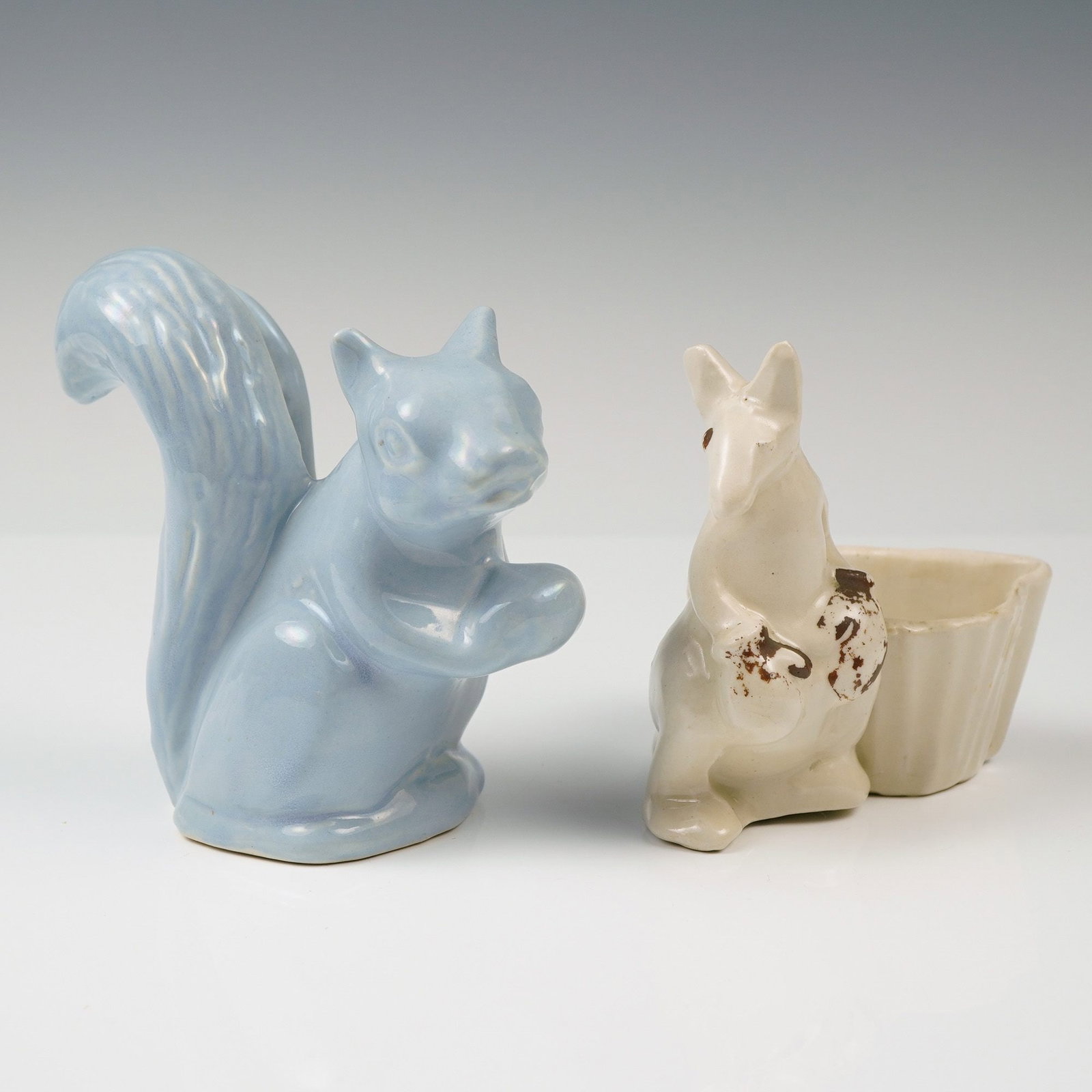 2pc Niloak Blue Squirrel and Boxing Kangaroo Ceramic Planters (1 of 5)