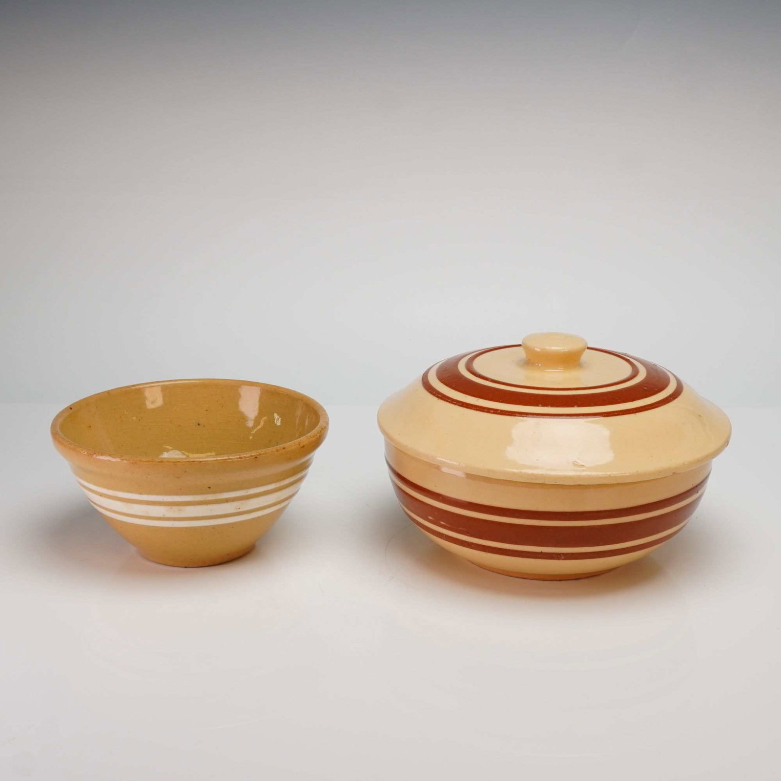 Watt Pottery and Yellowware, Banded, Covered Casserole and Prep Bowl (1 of 5)