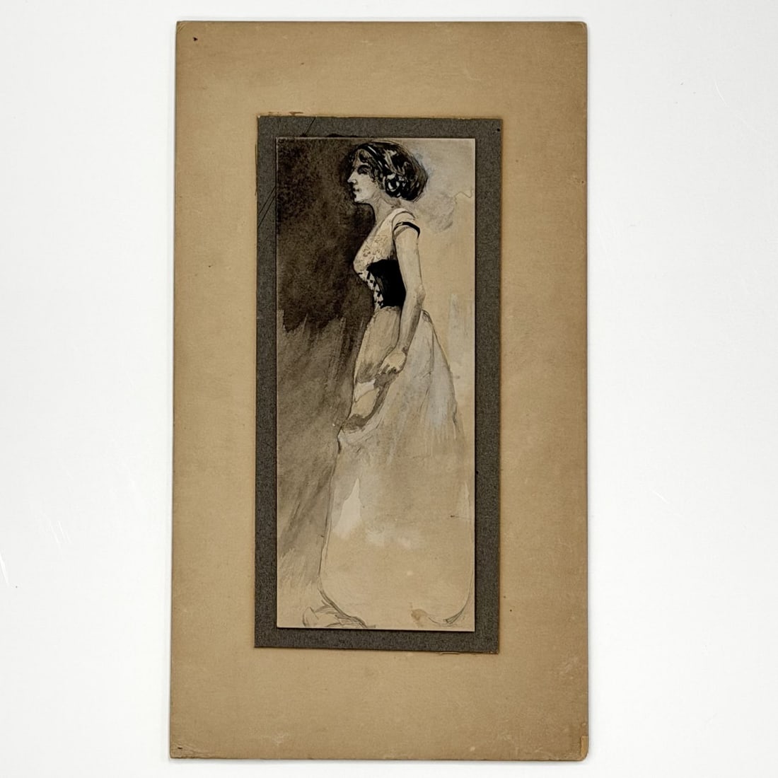 Angelo Comolli (Italian, 1863-1949), Two Figurative Drawings on Board, ca. 1911-1913: This lot features two figurative drawings on board by Angelo Comolli (Italian, 1863-1949), produced as part of a portfolio during his studies at the Eric Pape School of Art in Boston, ca. 1911-1913. T