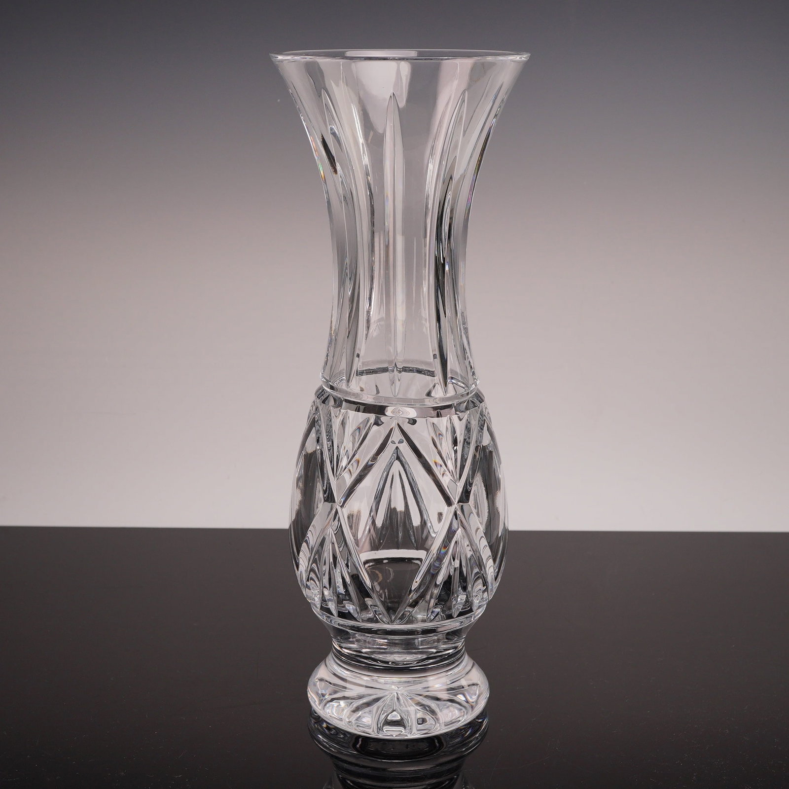 Slovenian 24 percent Lead Crystal Clear Cut Flower Vase (1 of 4)