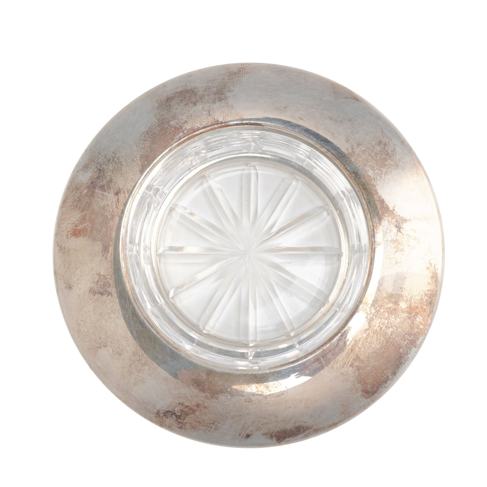 Saint Hilaire Silver Plated and Crystal Caviar Presentoir: Modern polished silver-plated ring with crystal insert. Base is marked Saint Hilaire. Dimensions: 1.00"H x 4.50" dia. Weight: 10.00oz