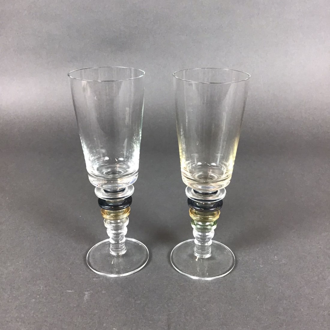 Pair of Block Crystal Carnival Wine Glasses (1 of 4)