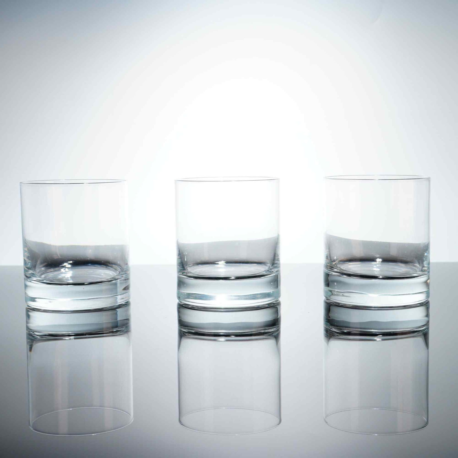 3pc Luigi Bormioli Classico Double Old Fashioned Glasses: This trio of double old fashioned glasses is produced by the Italian manufacturer Luigi Bormioli in the Classico pattern. Each vessel is composed of clear lead-free crystal glass with a high degree of