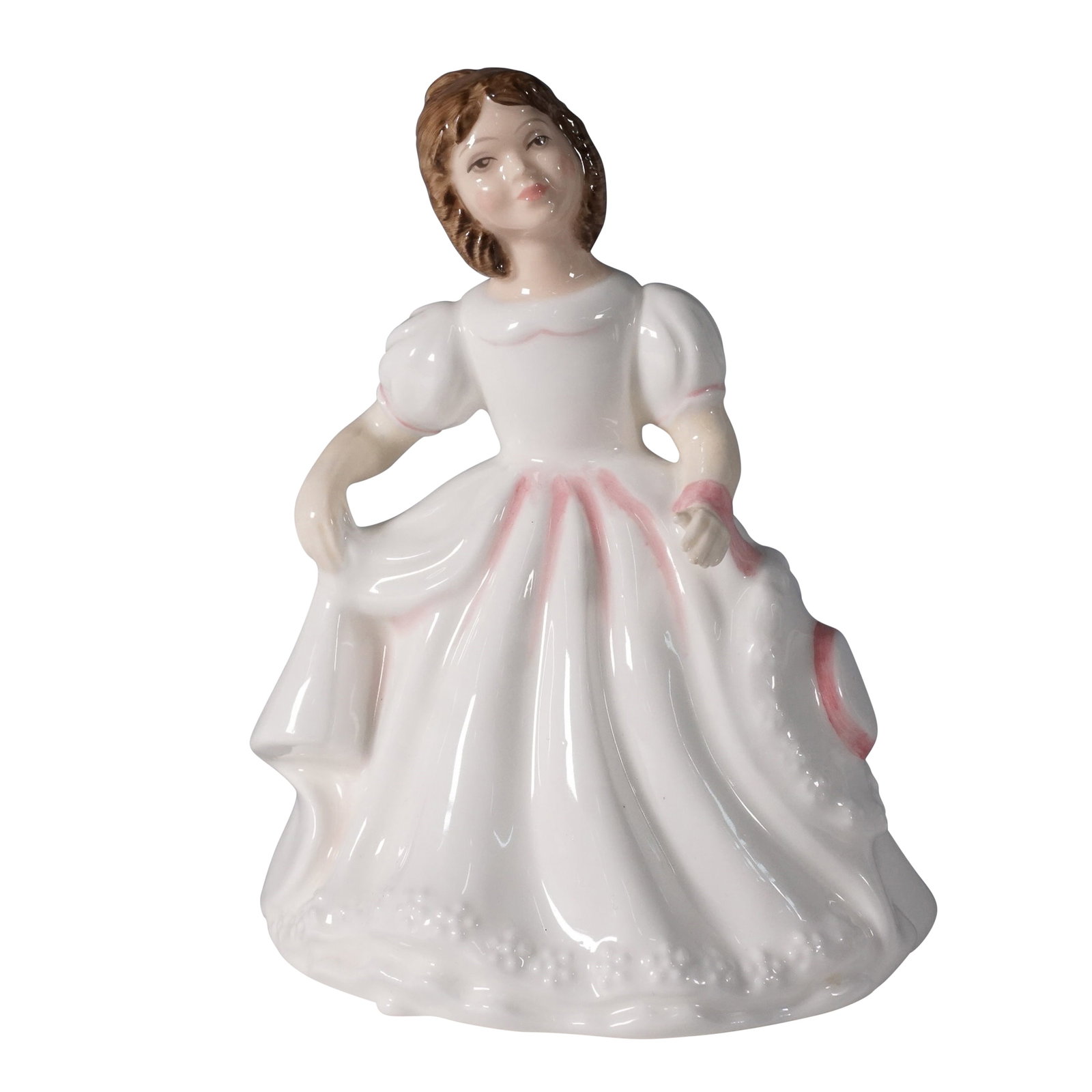 Royal Doulton Amanda Figurine HN3406: Royal Doulton Amanda HN3406, a hand-decorated bone china figurine designed by Robert Tabbenor. Originally issued in 1985, this figurine is presented in the new colorway from 1993. It features a young 