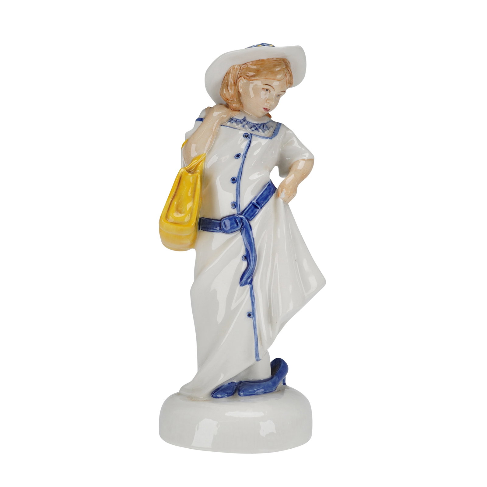 Royal Doulton Childhood Days Dressing Up HN2964 Figurine: A single glazed porcelain figurine by Royal Doulton, titled 'Dressing Up' and identified by the production number H.N. 2964. This piece is part of the 'Childhood Days' series, dated 1981. The figure d