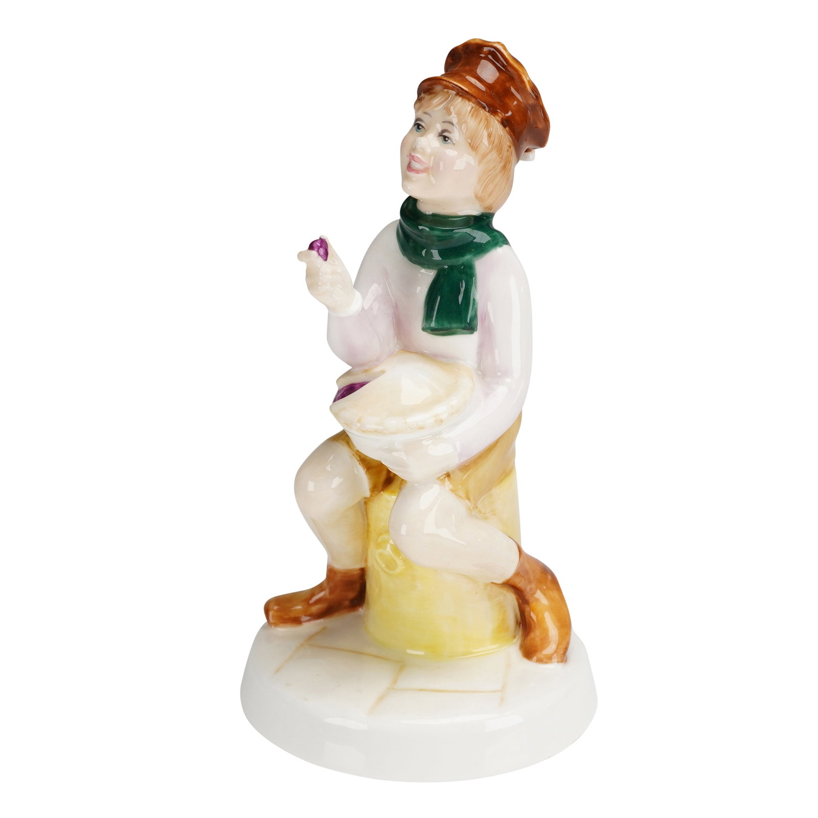 Royal Doulton The Nursery Rhymes Collection Little Jack Horner HN3034: A Royal Doulton porcelain figurine titled Little Jack Horner, model HN3034, from The Nursery Rhymes Collection. This piece was modeled by Adrian Hughes and features a polychrome glazed finish. The fig