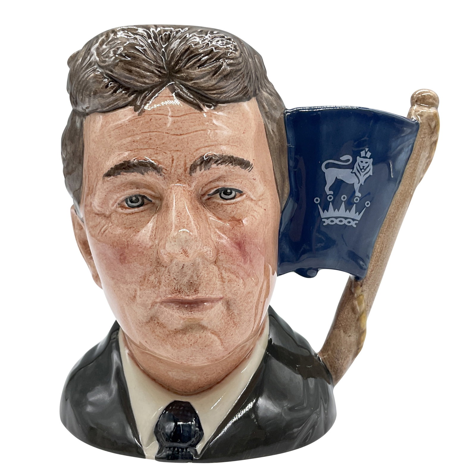 Michael Doulton D6808 - Small - Royal Doulton Character Jug: Black, brown, and blue coloration. Signed. Royal Doulton backstamp. Artist: William K. Harper Dimensions: 4.25''L x 3''W x 4.25"H Date or Era: 1988 Manufacturer or Brand: Royal Doulton Country of