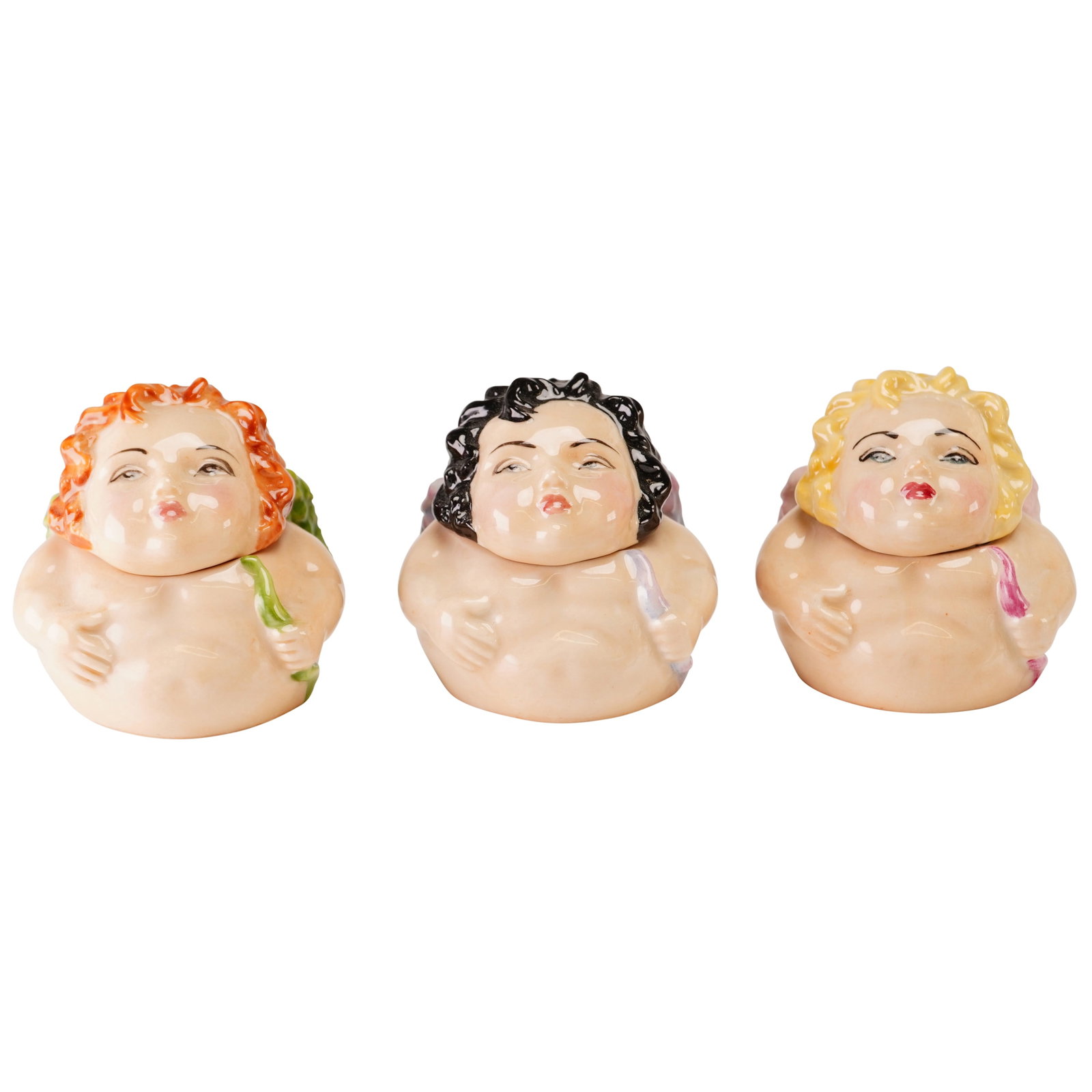 3pc Kevin Francis Ceramic Face Pots, Cupid (1 of 4)