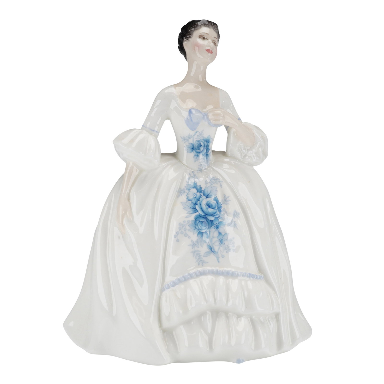 Royal Doulton Kelly Figurine HN2478: A Royal Doulton porcelain figurine titled 'Kelly,' model number HN2478, modeled by Peggy Davies. This single ceramic figurine depicts a woman in a formal, wide-skirted period gown, characteristic of t