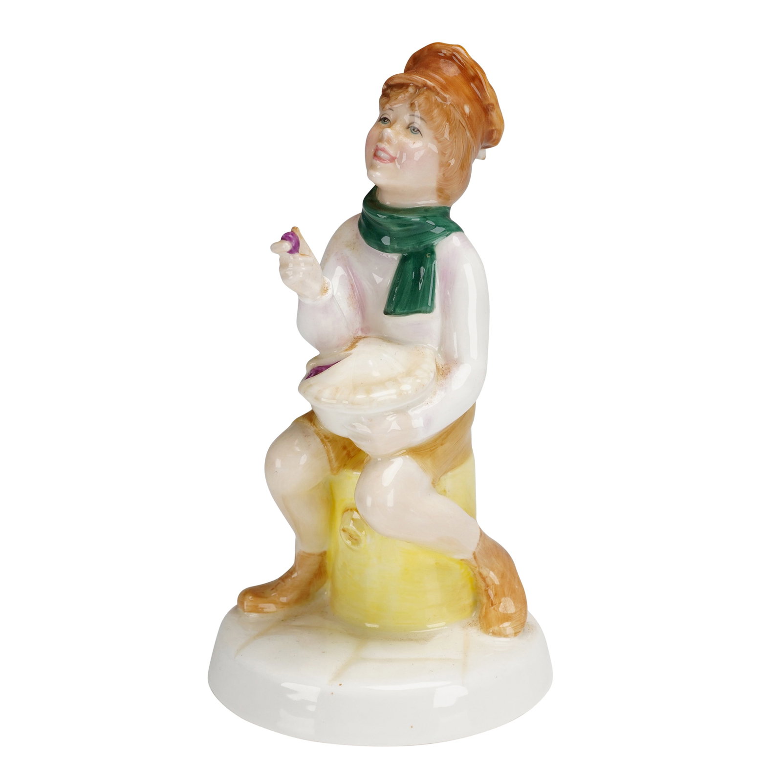 Royal Doulton Figurine, Little Jack Horner HN3034: Royal Doulton bone china figurine titled Little Jack Horner, HN3034, from The Nursery Rhymes Collection. This hand-decorated piece was modeled by Adrian Hughes. The figure depicts the nursery rhyme ch