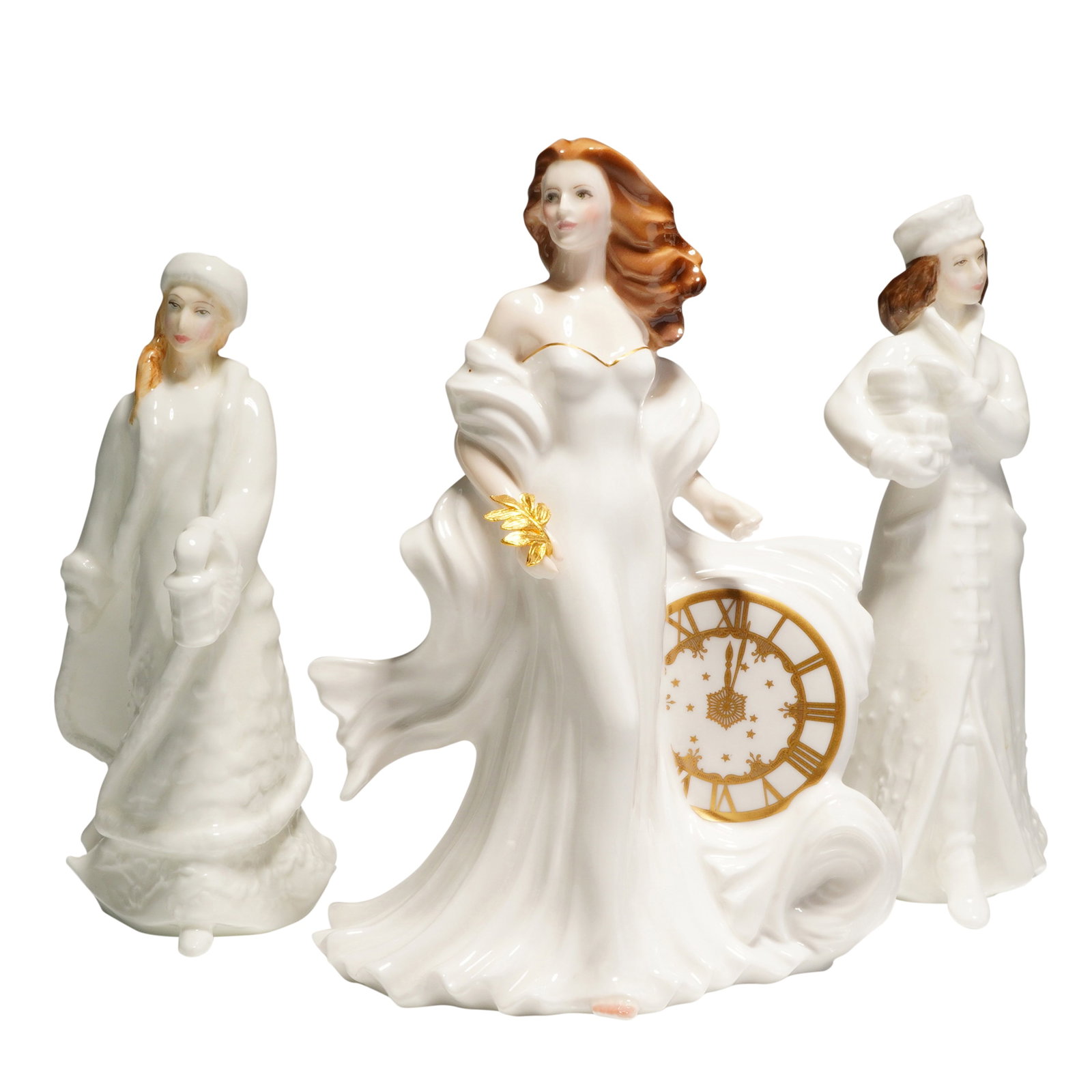 3pc Royal Doulton and Royal Worcester Bone China Figurines (1 of 3)