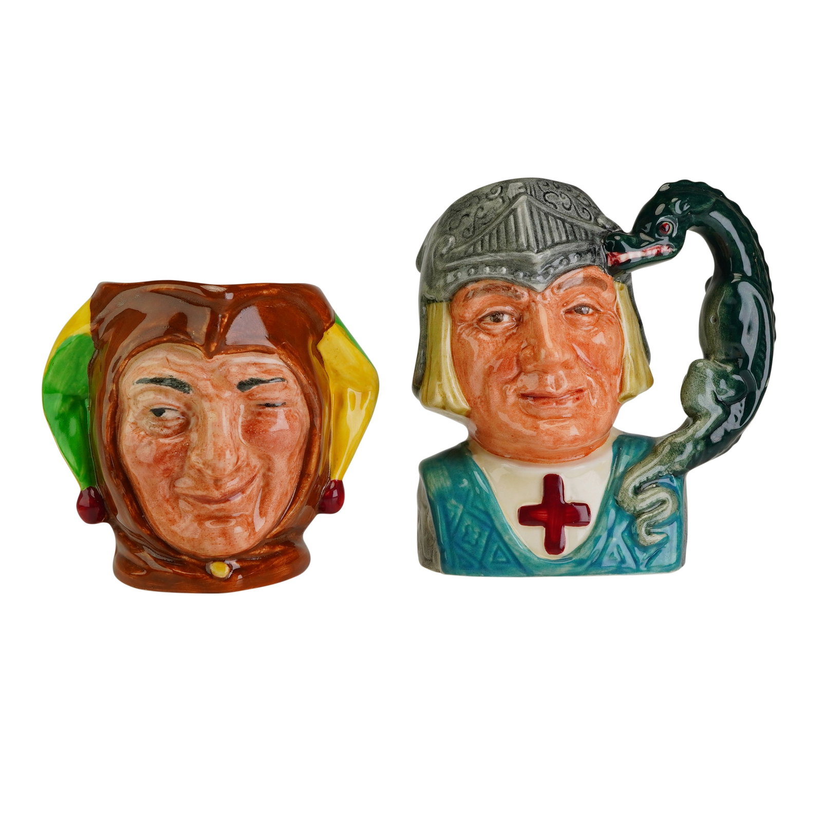 2pc Royal Doulton Small Character Jugs, Jester and St. George (1 of 3)