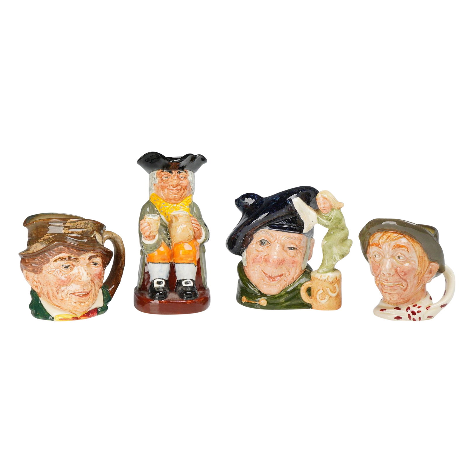 Collection of Four Royal Doulton Character and Toby Jugs Including Tam o'Shanter, Paddy, Jarge, and (1 of 3)