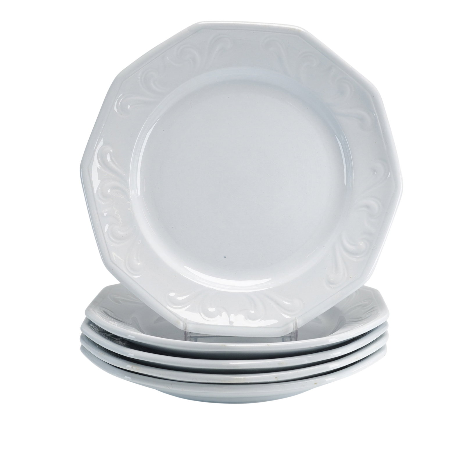 Set of Five Mayer and Elliot White Ironstone Octagonal Plates (1 of 4)