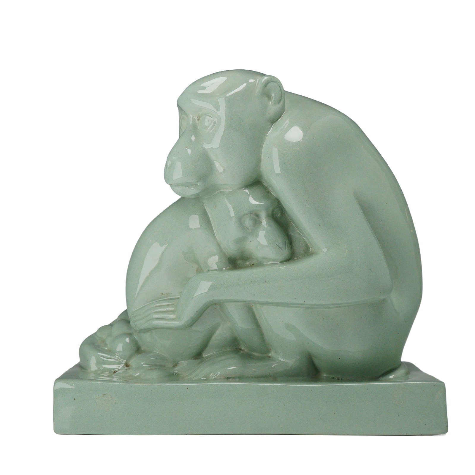 Wedgwood by John Skeaping Celadon Art Deco Figurine, Monkey Group (1 of 4)