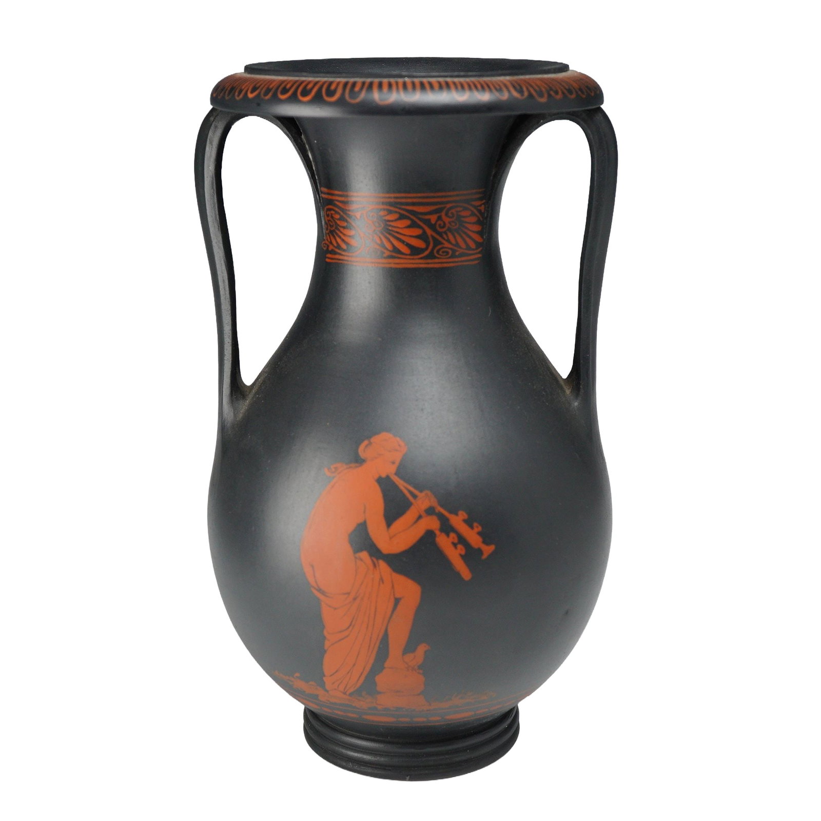 Wedgwood Encaustic Decorated Black Basalt Amphora Vase (1 of 4)